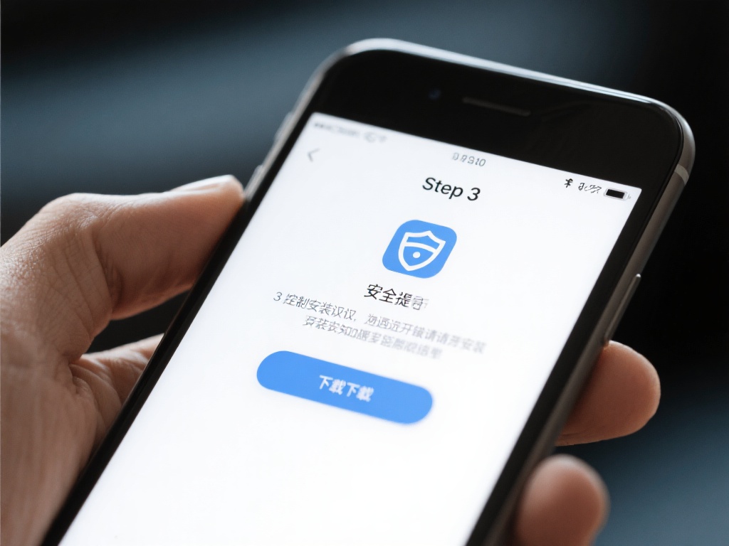Step&nbsp;3:&nbsp;下载完成后，手机会弹出应用安全提示